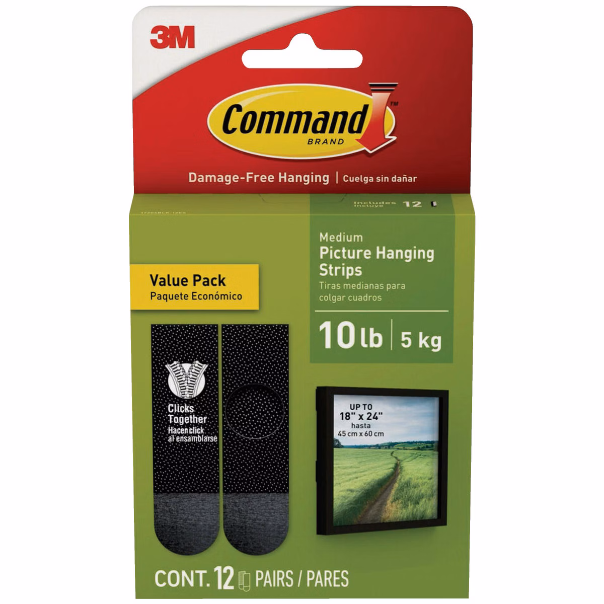 Command 10 Lb. Black Picture Hanging Strips Value Pack, 12 Pairs