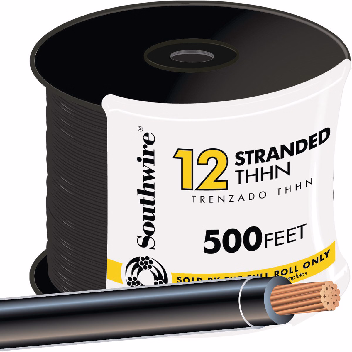 Southwire 500 Ft. 12 AWG Stranded Black THHN Electrical Wire