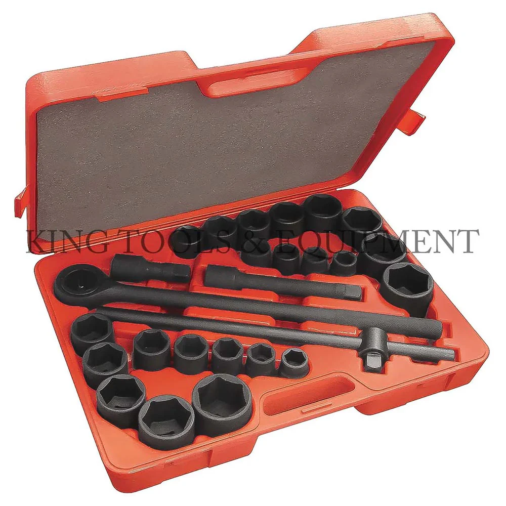 King 3/4in Drive 27pc SAE and Metric Socket Set – 0658-1