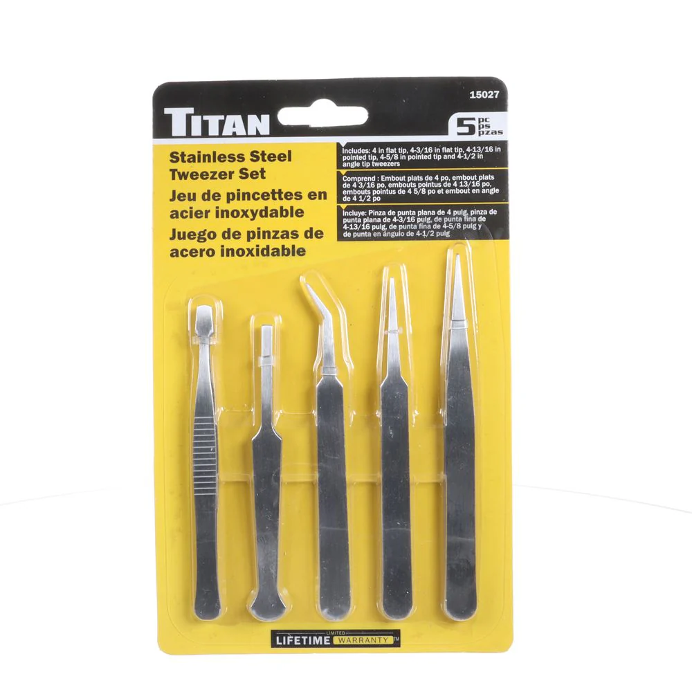 Titan 5pc Stainless Steel Tweezers – 15027
