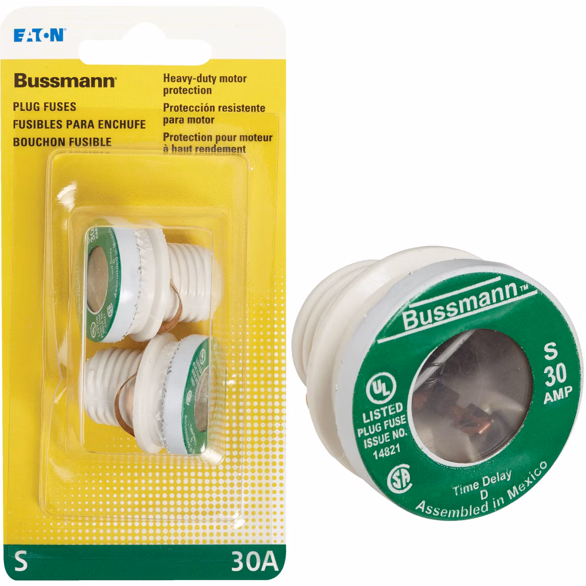 Bussmann 30A S Time-Delay Plug Fuse (2-Pack)