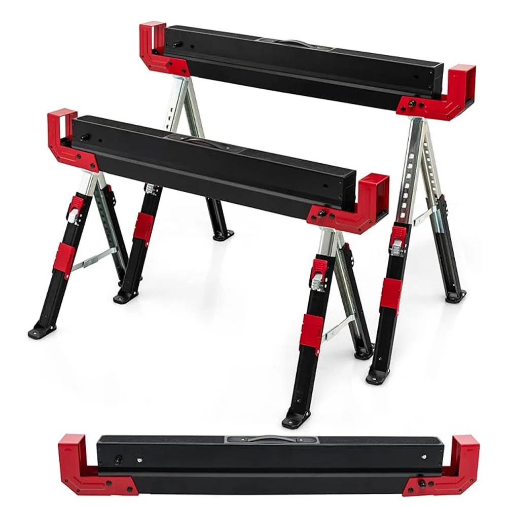 Workshop Tools Adjustable and Foldable 660lb Cap Sawhorse – 22783
