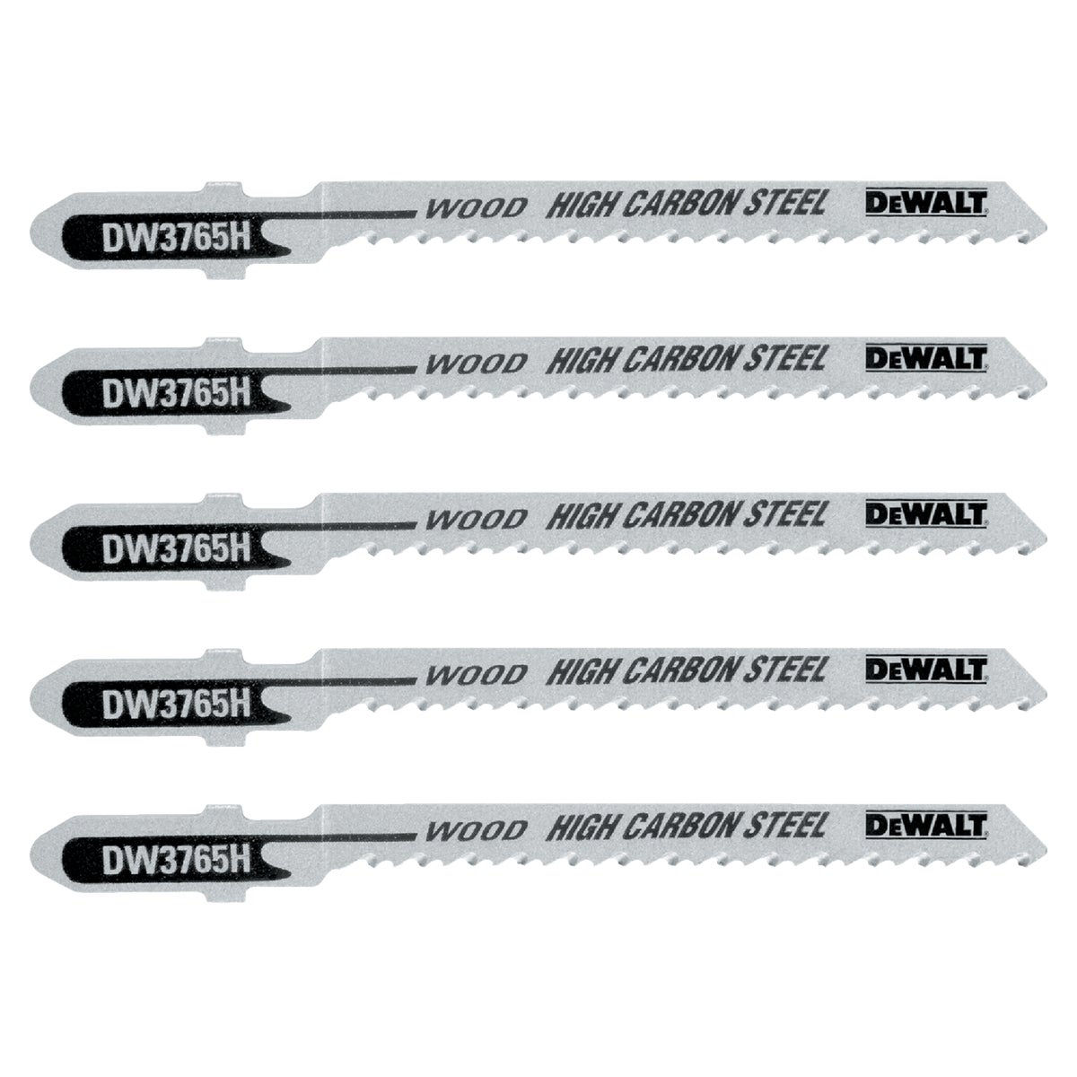 DeWalt 3 In. x 12 TPI T-Shank HCS Jig Saw Blade for Scroll Cut Wood (5-Pack)