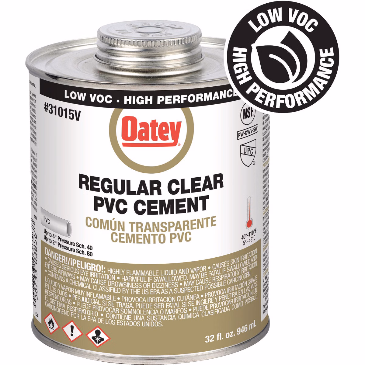 Oatey 32 Oz. Low Voc Regular Bodied Clear PVC Cement