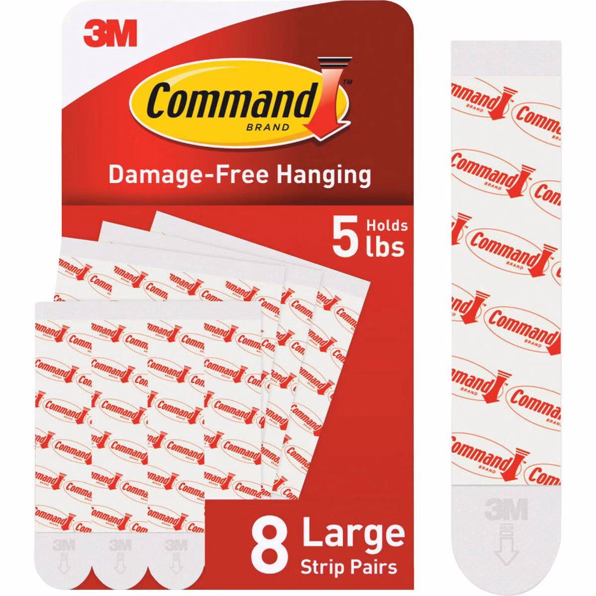 Command Large Adhesive Strips, White, 8 Strips