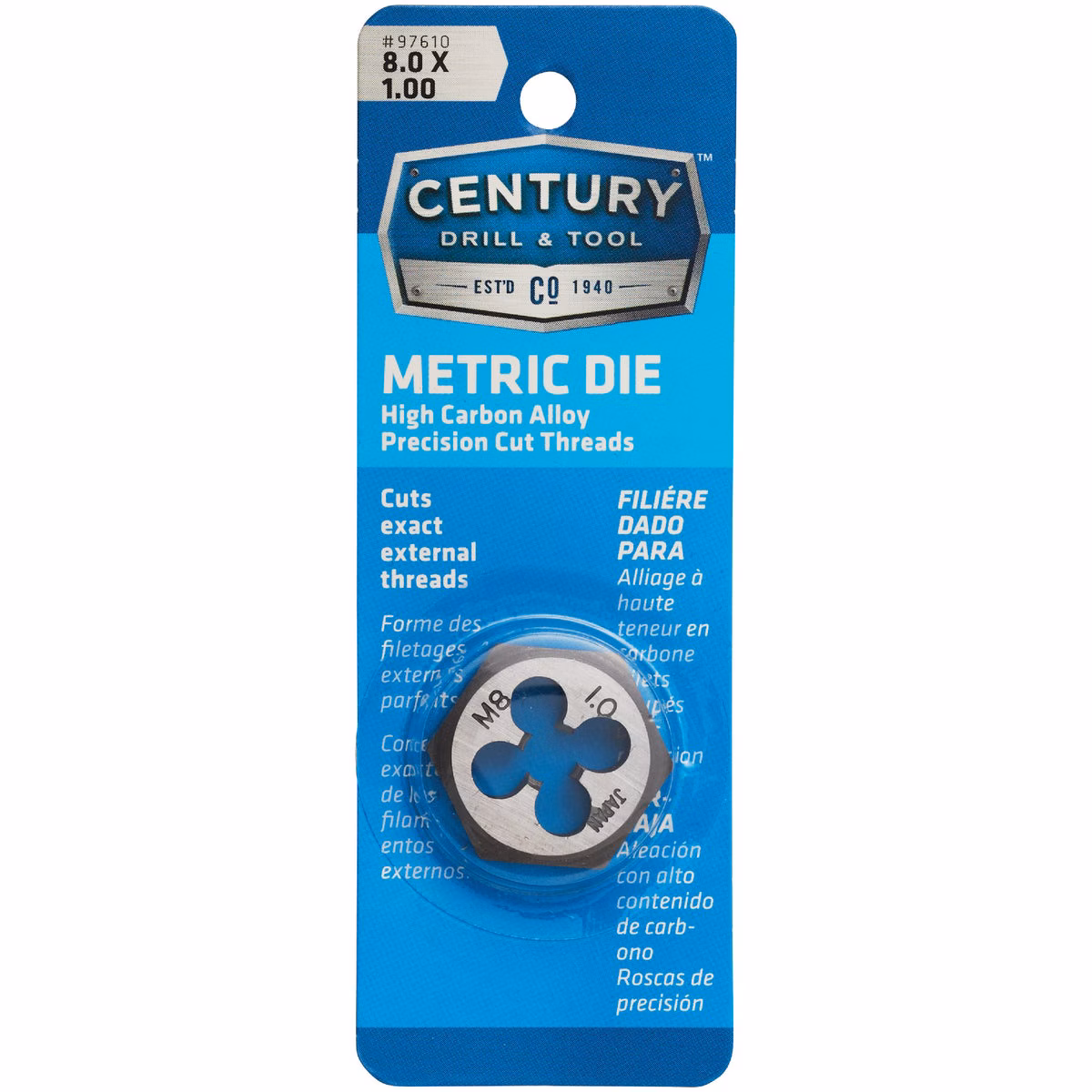Century Drill & Tool 8.0×1.00 NPT 1 In. Across Flats Hexagon Pipe Die