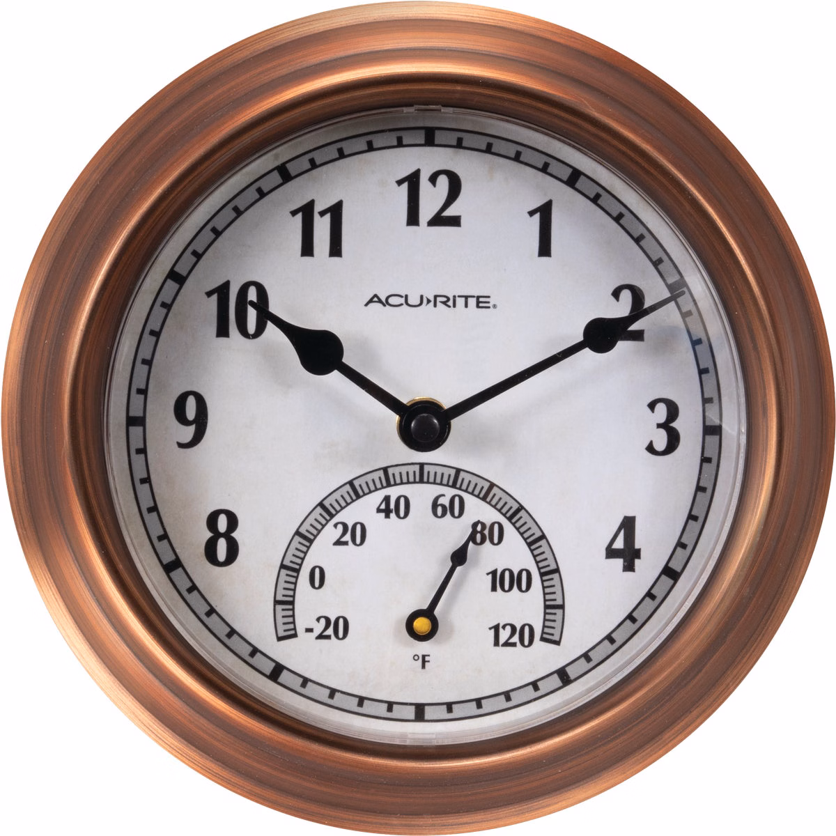 Acurite 8.5 In. Brushed Copper Wall Clock/Thermometer