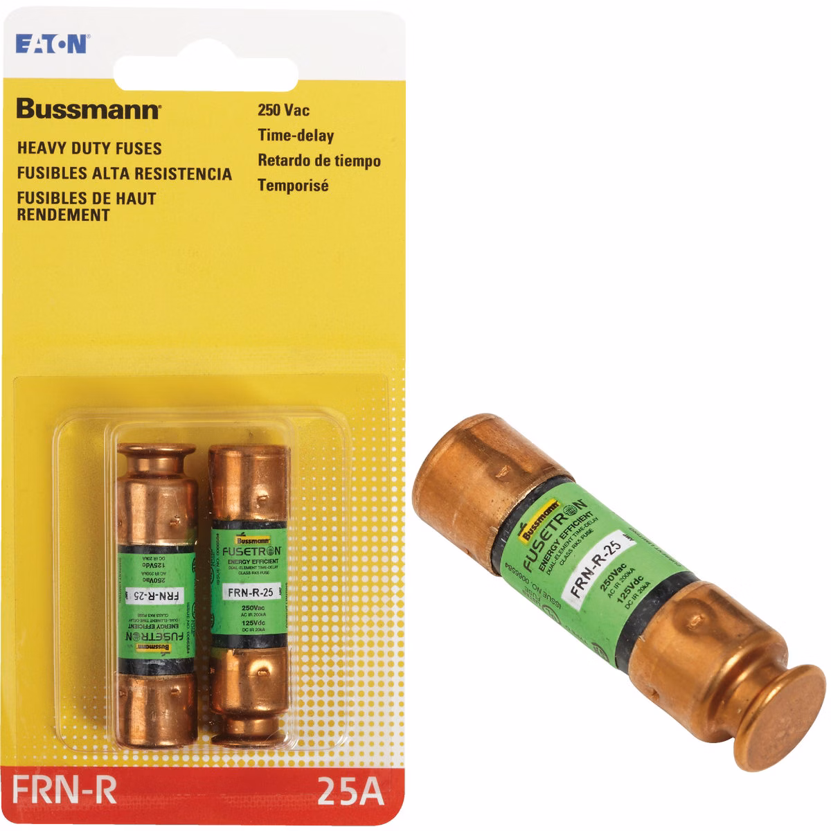 Bussmann 25A FRN-R Cartridge Heavy-Duty Time Delay Cartridge Fuse (2-Pack)