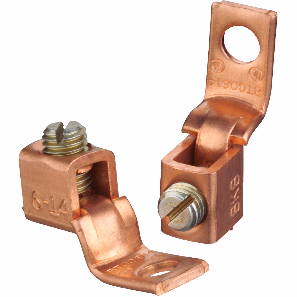Southwire #8 SOL/STR to #1/0 STR Single 1/4 In. Hole Mount Copper Alloy Offset Tongue Lug (2-Pack)