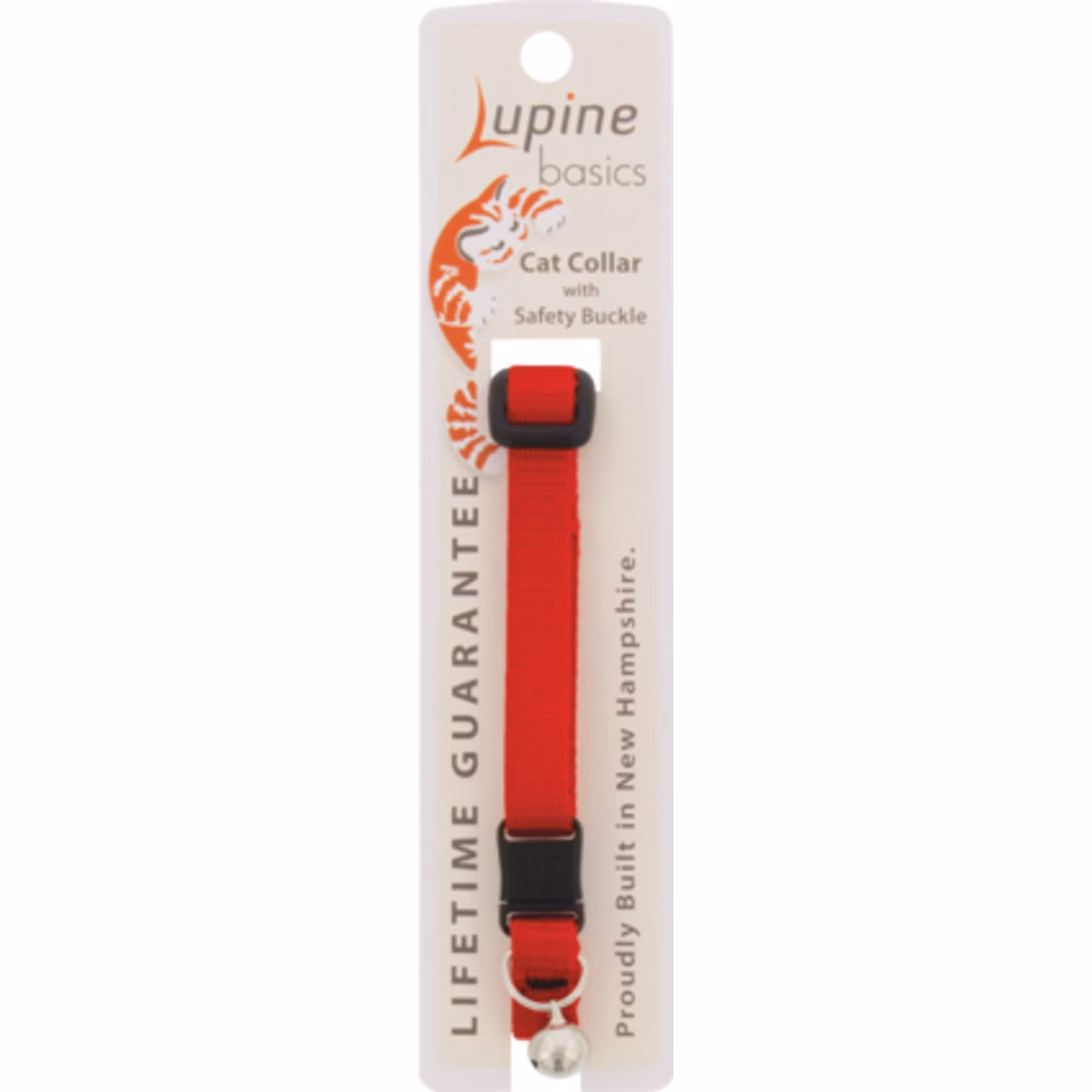 Lupine 1/2 In. Traditional Solid Red 8 to 12in. Breakaway Cat Collar with Bell