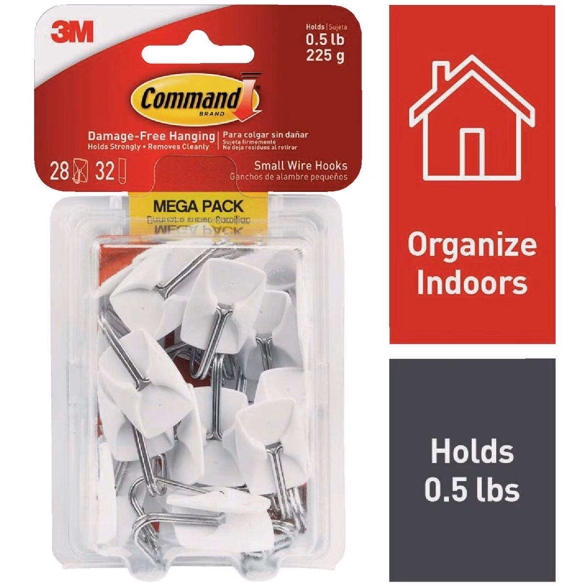 Command Small Wire Hook Mega Pack, White, 28 Hooks, 32 Strips