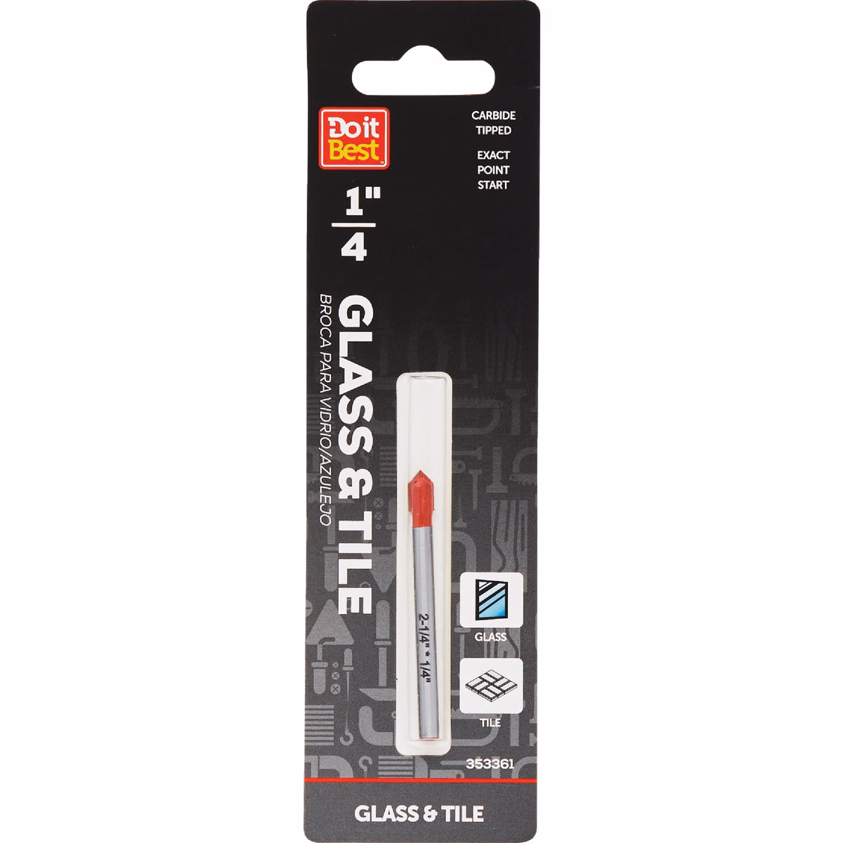 Do it Best 1/4 In. x 2-1/4 In. Carbide Glass & Tile Drill Bit