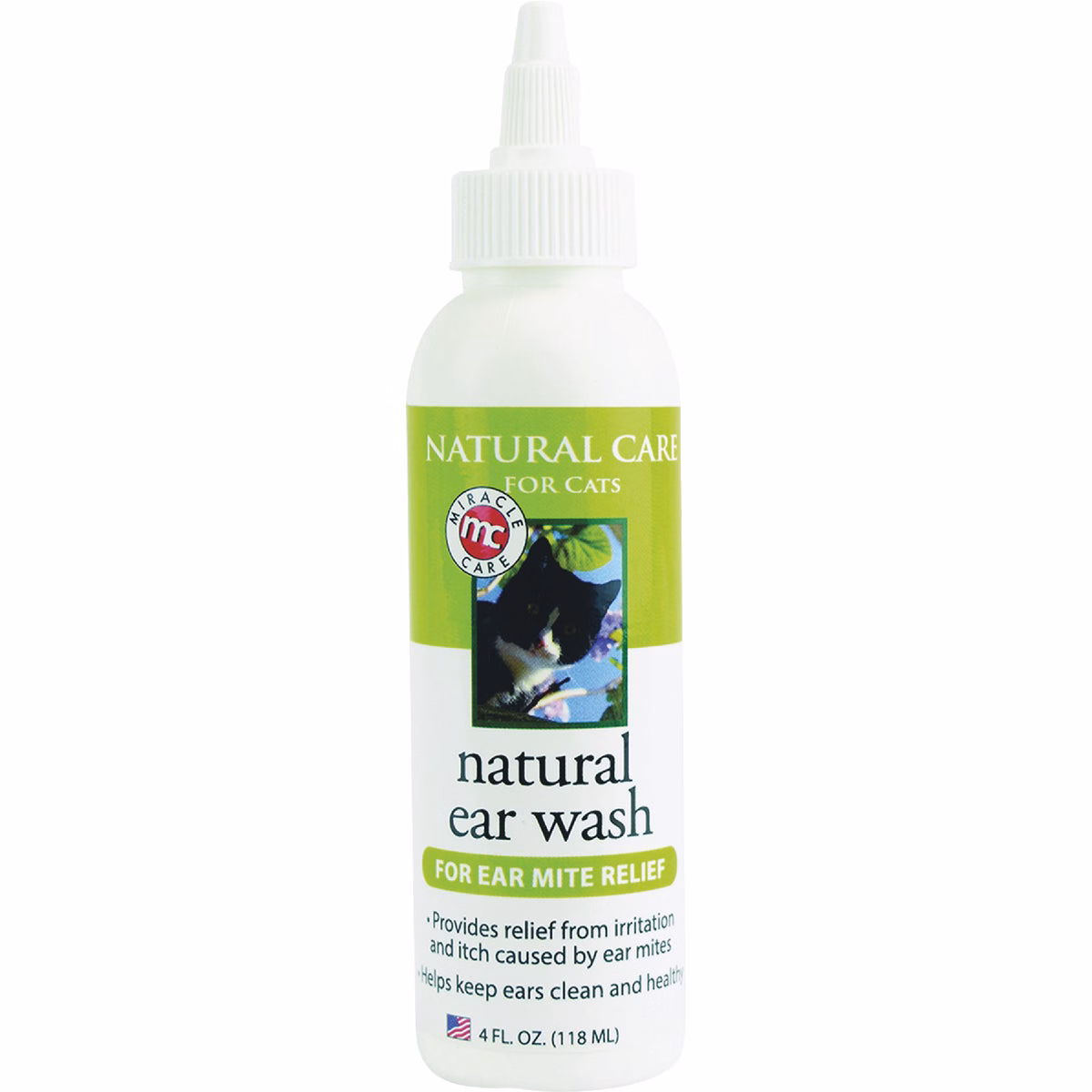 Miracle Care 4 Oz. Mite Relief Natural Ear Wash for Cats