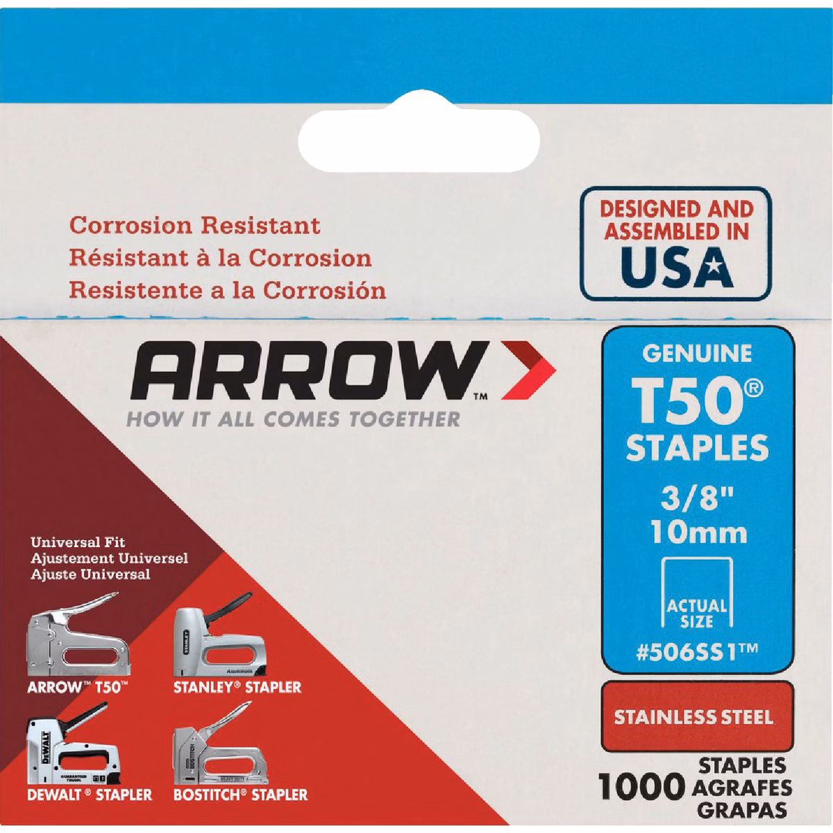 Arrow T50 Heavy-Duty Stainless Steel Staple, 3/8 In. (1000-Pack)