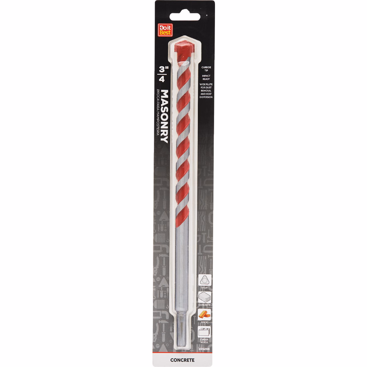 Do it Best 3/4 In. x 12 In. Impact Ready Carbide Masonry Drill Bit