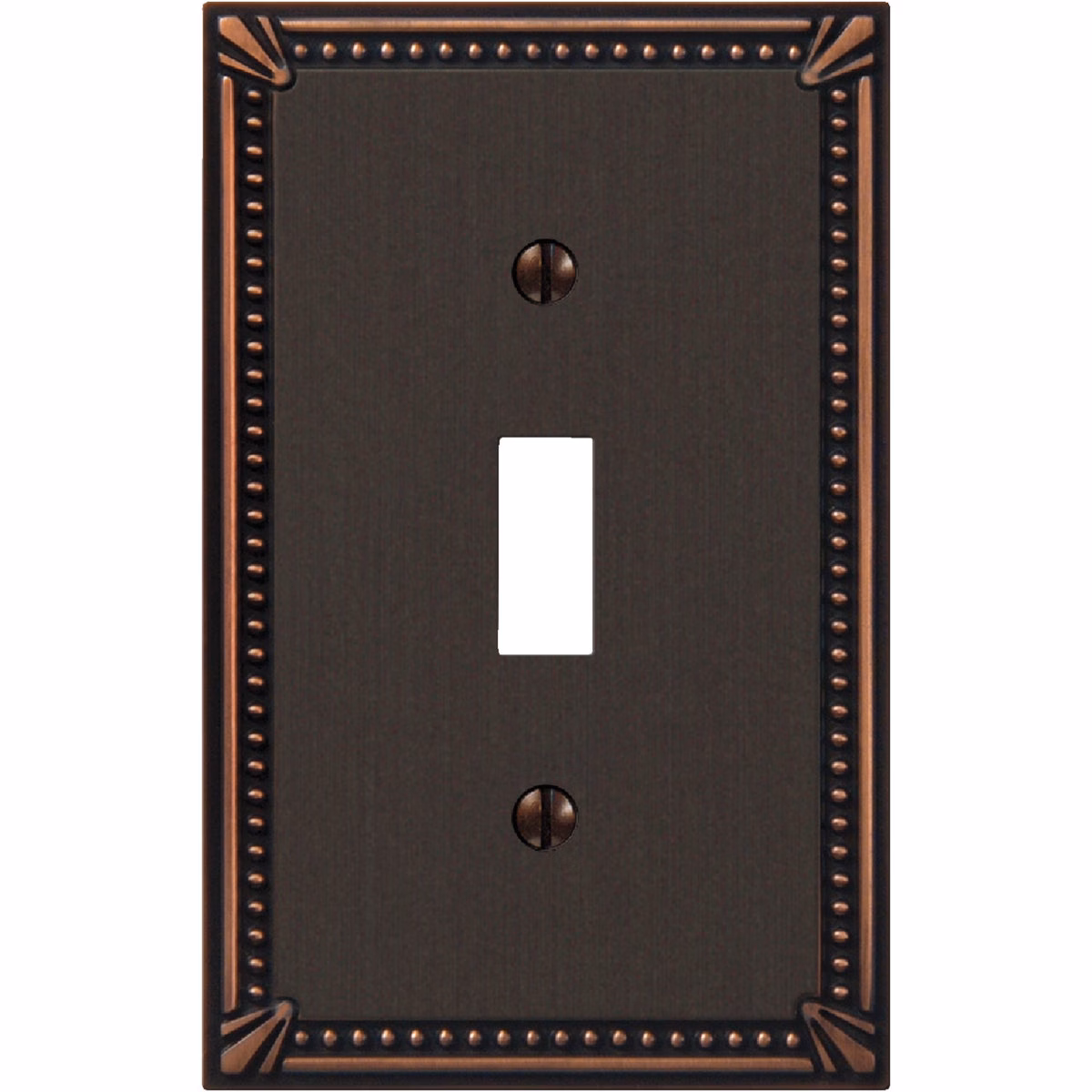 Amerelle Imperial Bead 1-GangCast Metal Toggle Switch Wall Plate, Aged Bronze