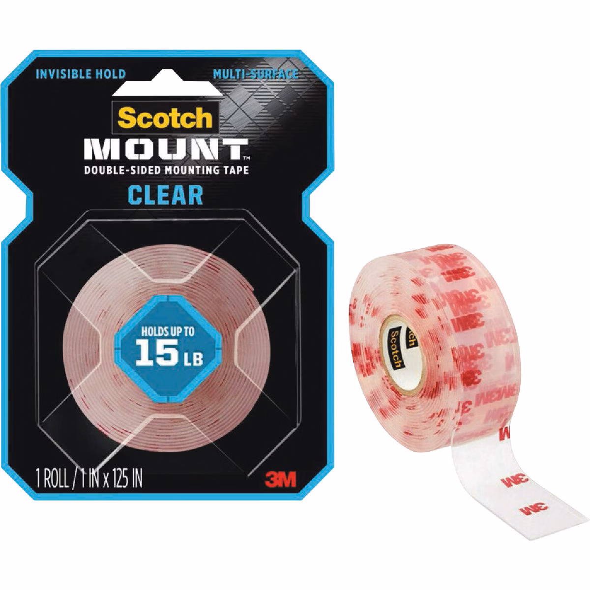 Scotch-Mount 1 In. x 125 In. Clear Double-Sided Mounting Tape