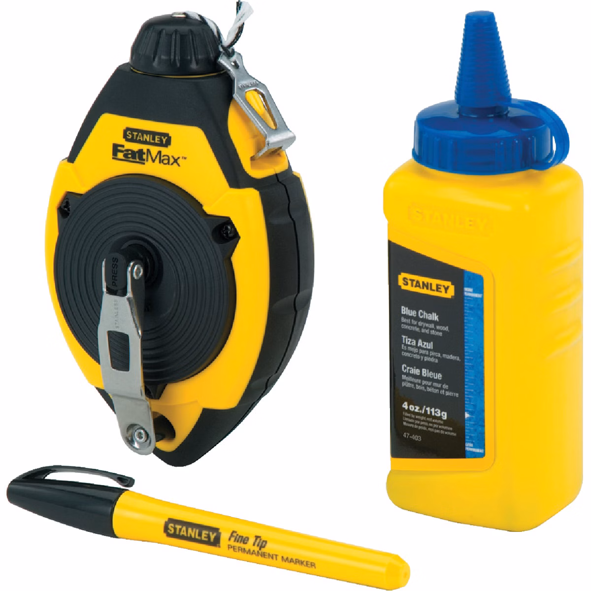 Stanley FatMax 100 Ft. Chalk Line Reel and Chalk with Marker, Blue