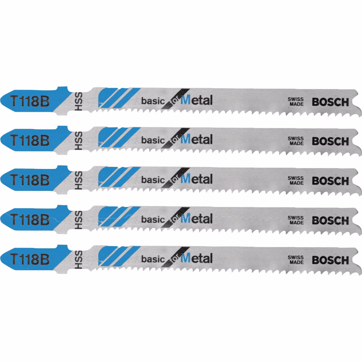 Bosch 3-5/8 In. x 11-14 TPI T-Shank HSS Jig Saw Blade for Metal (5-Pack)