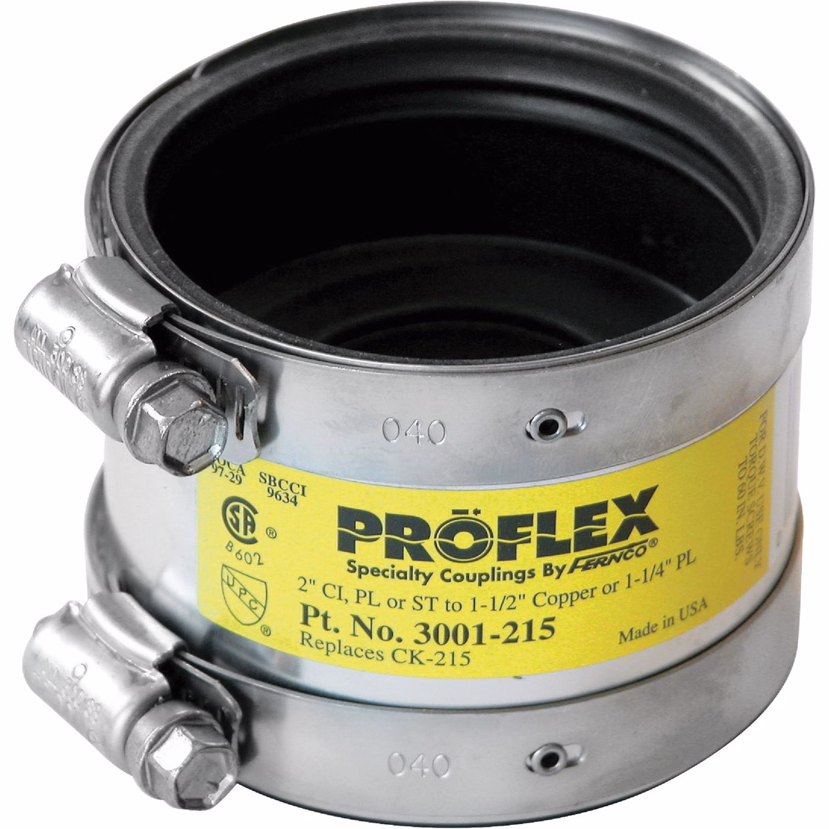 Proflex 1-1/2 In. x 1-1/2 In. PVC Shielded Coupling – Cast-Iron, Plastic, Steel to Copper