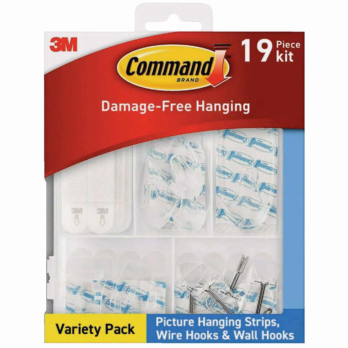 Command Clear Strips, Wire Hooks & Wall Hooks Variety Kit, 53-Pack