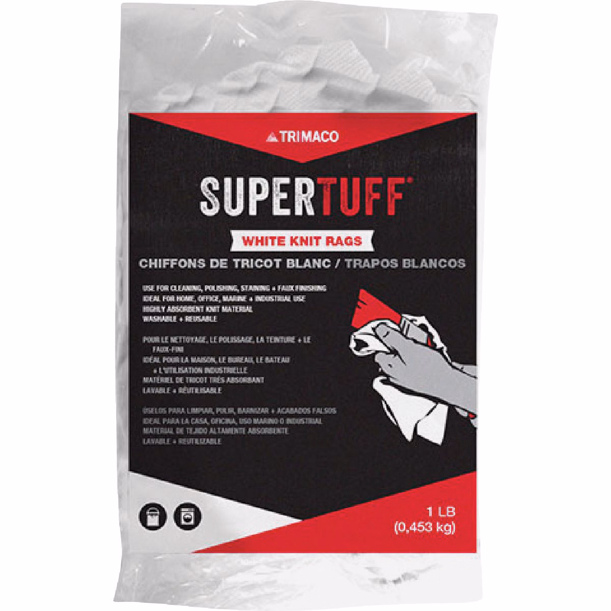 Trimaco SuperTuff White Knit T-Shirt Painter's Rags (1 Lb.)