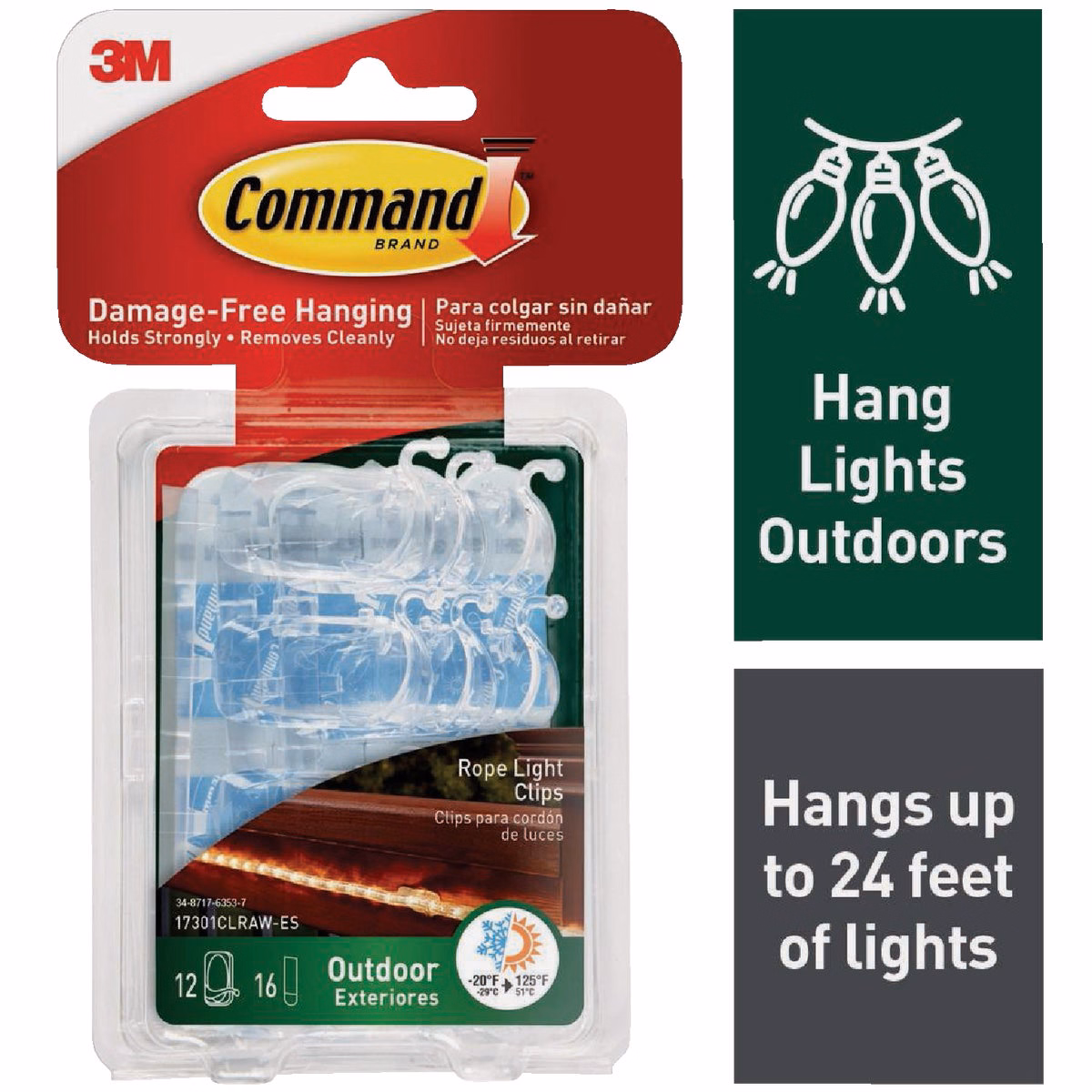 Command Outdoor Rope Light Clips, 12 Clips, 16 Strips