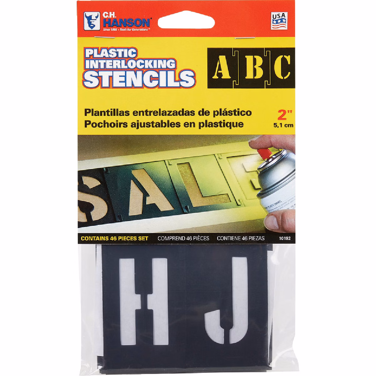 C.H. Hanson 2 In. Plastic Stencil Set (46 Piece)