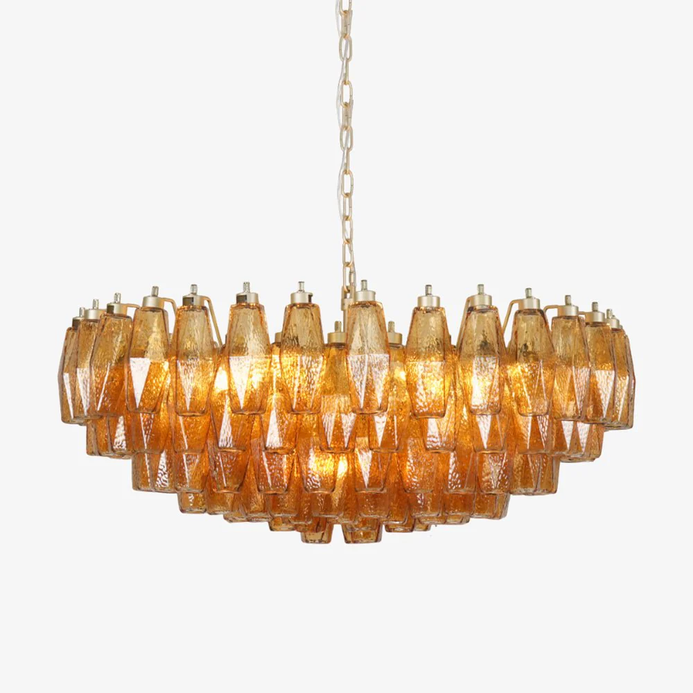 Rhombus Amber Glass Chandelier