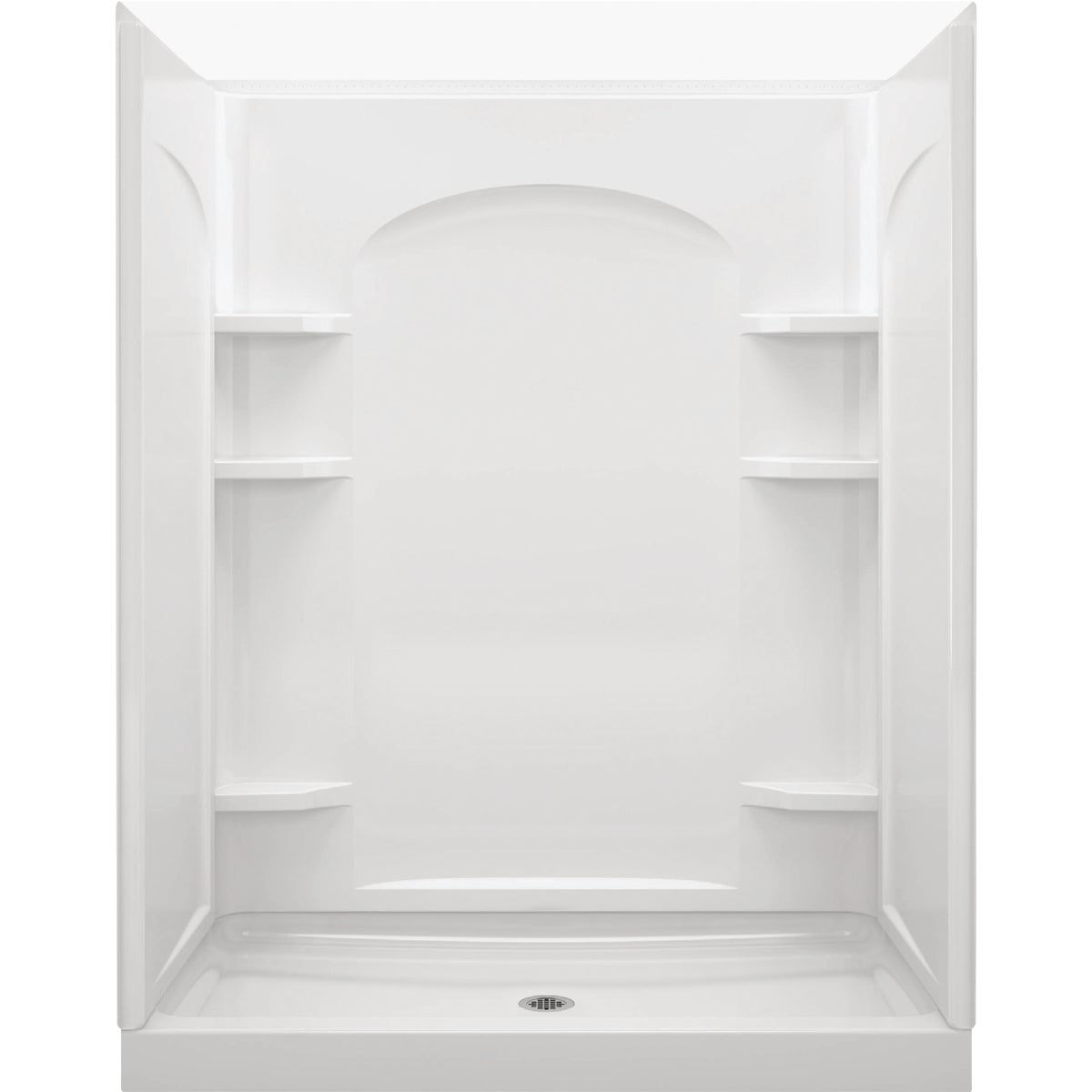 Sterling Ensemble 72-1/2 In. H. x 34 In. D. White Vikrell Curved Shower End Wall