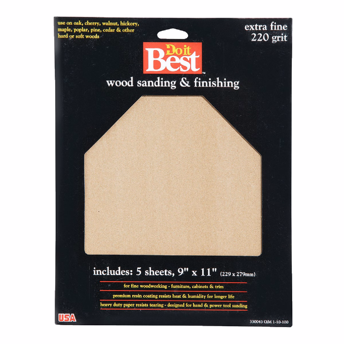 Do it Best Bare Wood 9 In. x 11 In. 220 Grit Extra Fine Sandpaper (5-Pack)
