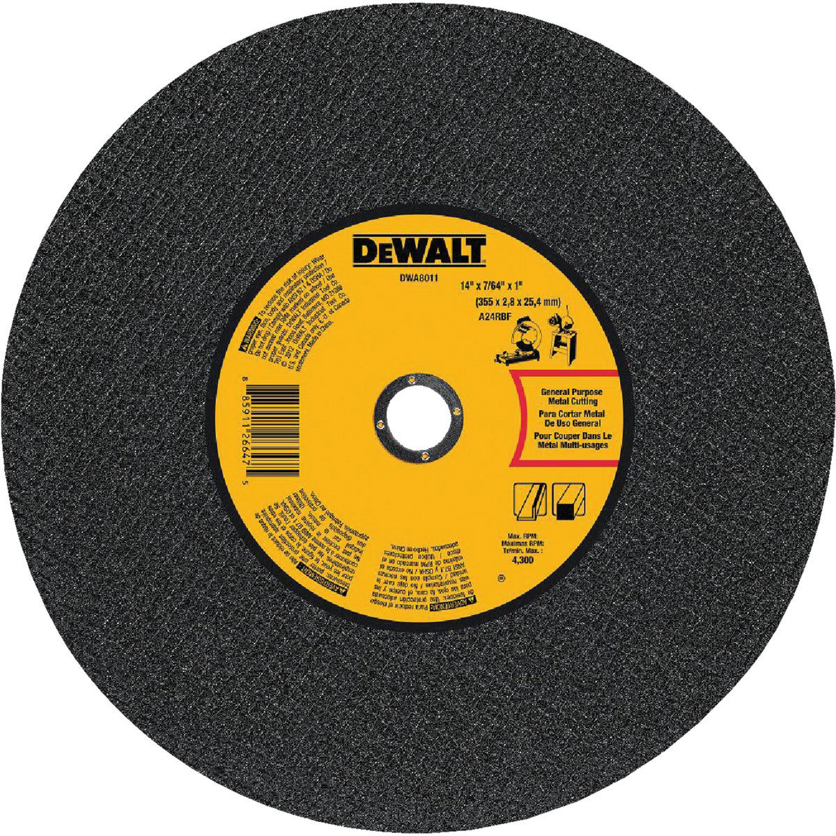 DEWALT Type 1 14 In. x 7/64 In. x 1 In. Metal Cut-Off Wheel