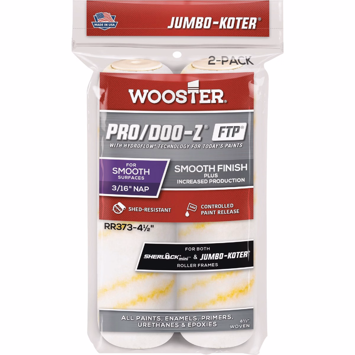 Wooster Jumbo-Koter Pro/Doo-Z FTP 4-1/2 In. x 3/16 In. Woven Roller Cover (2-Pack)