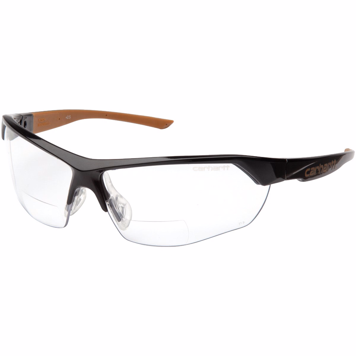 Carhartt Braswell Black Frame Reader Safety Glasses with Clear Anti-Fog Lenses, 2.5 Diopter