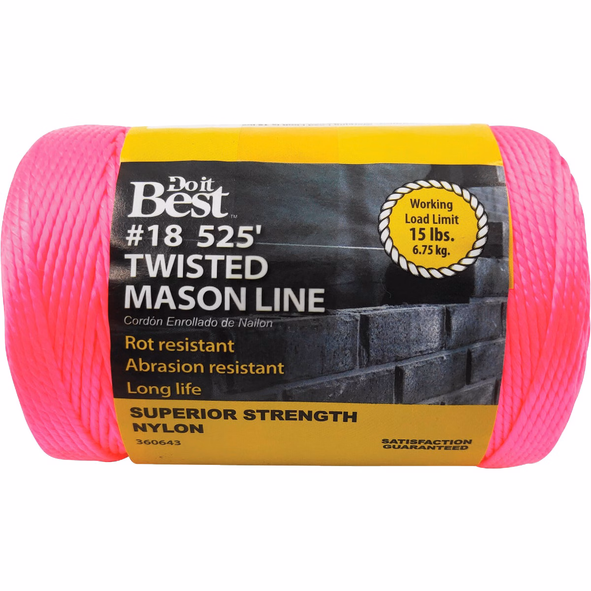 Do it Best 525 Ft. Fluorescent Pink Twisted Nylon Mason Line