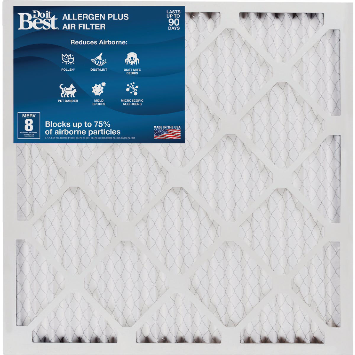 Do it Best 12 In. x 12 In. x 1 In. MERV 8 Furnace Filter