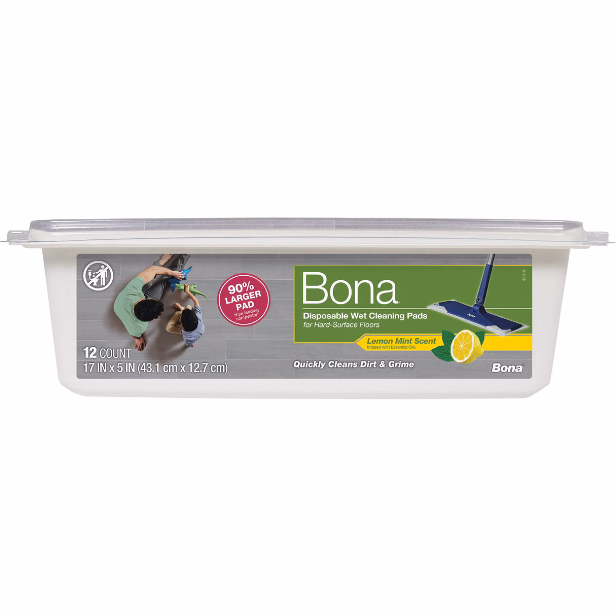 Bona Lemon Mint Disposable Wet Cleaning Pads for Hard-Surface Floors (12-Count)