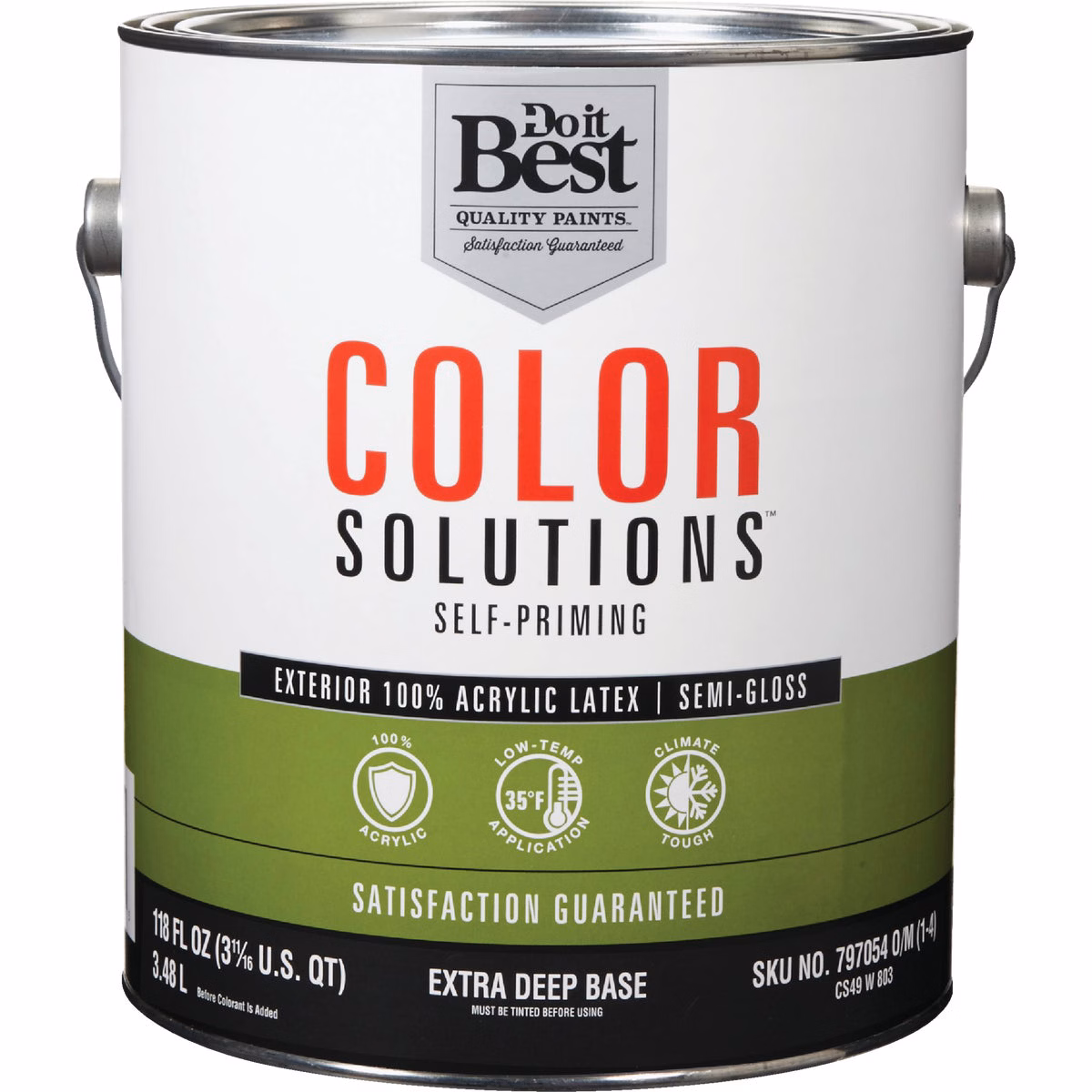 Do it Best Color Solutions 100% Acrylic Latex Self-Priming Semi-Gloss Exterior House Paint, Extra Deep Base, 1 Gal.