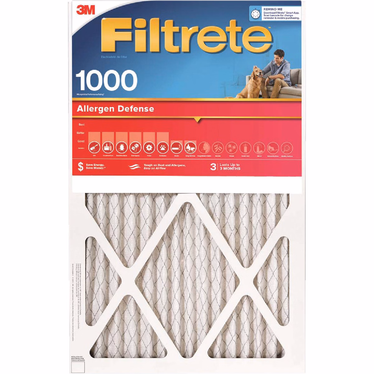 Filtrete 20 In. x 30 In. x 1 In. 1000/1085 MPR Allergen Defense Furnace Filter, MERV 11