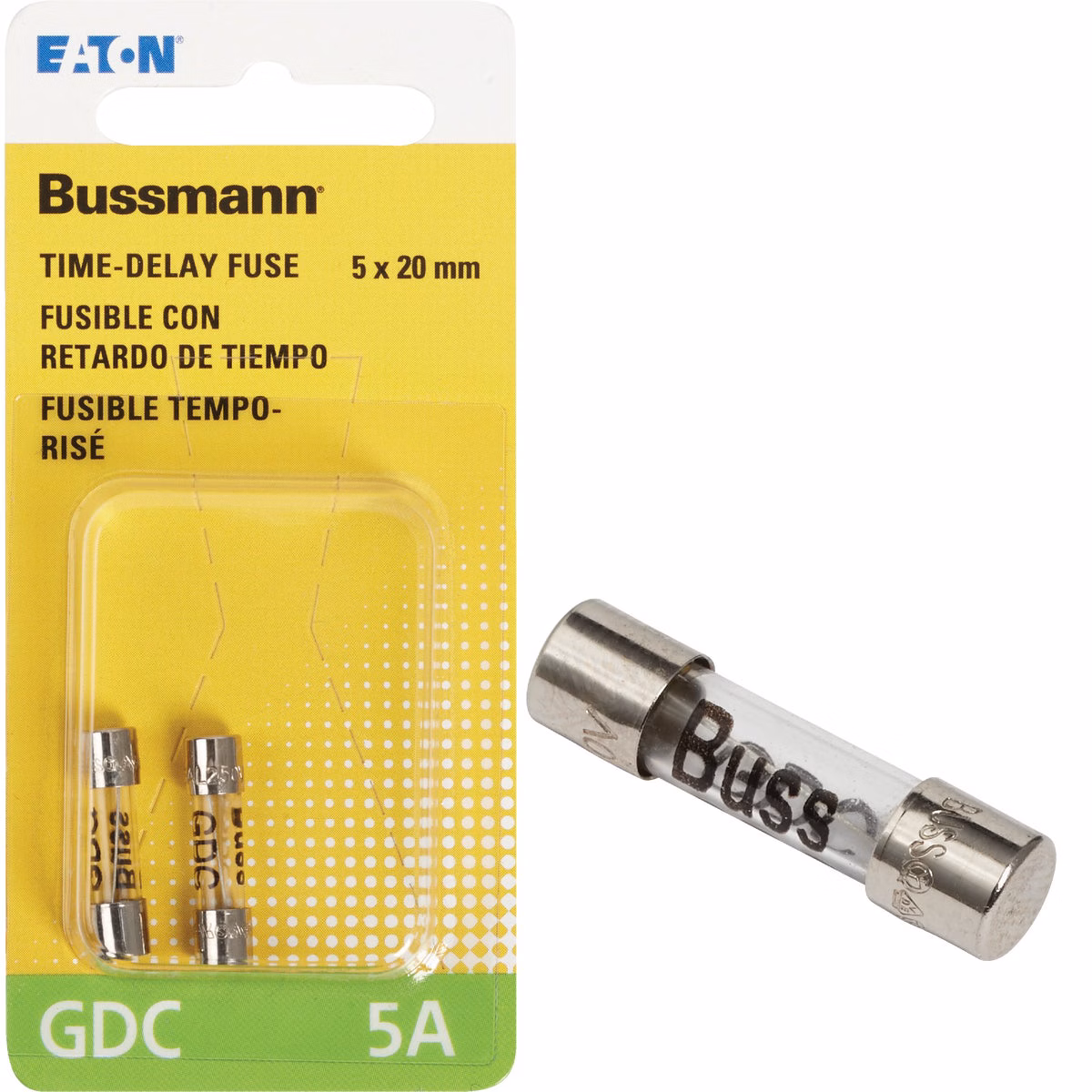 Bussmann 5A GDC Glass Tube Electronic Fuse (2-Pack)
