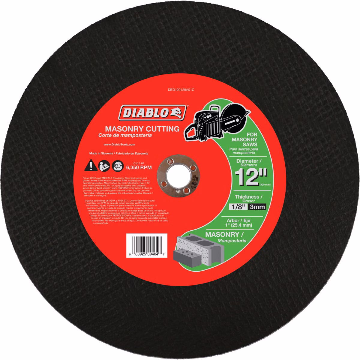 Diablo Type 1 12 In. x 1/8 In. x 1 In. Masonry Cut-Off Wheel