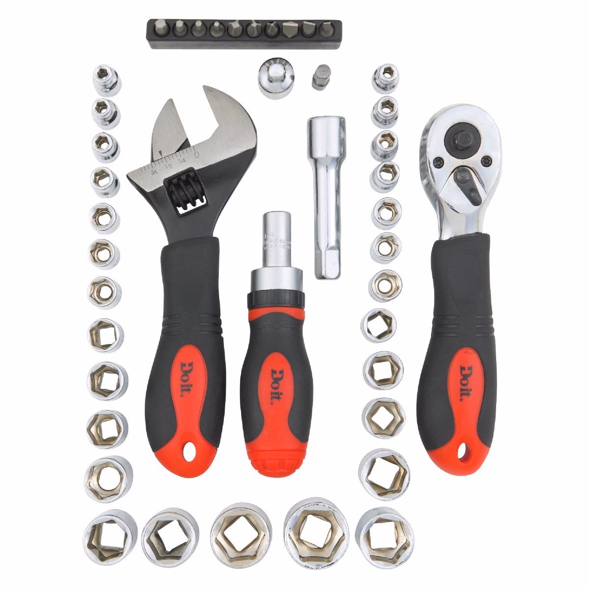 Do it Stubby Standard/Metric 1/4 In. and 3/8 In. Drive 6-Point Shallow Ratchet & Socket Set (43-Piece)