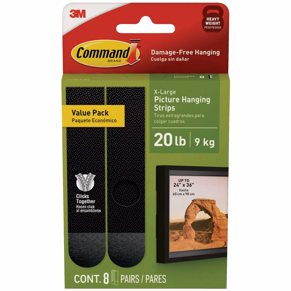 Command 20 Lb. Black Picture Hanging Strips, 8 Pairs