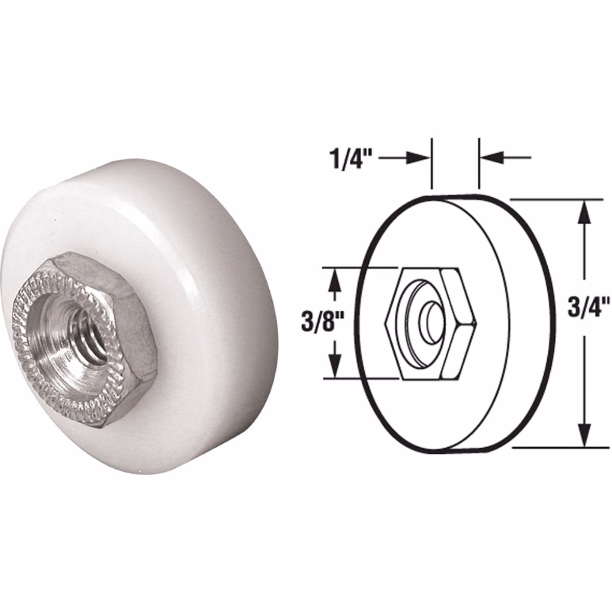 Prime-Line 3/4 In. x 1/4 In. Threaded Screen Door Roller Assembly (2-Count)