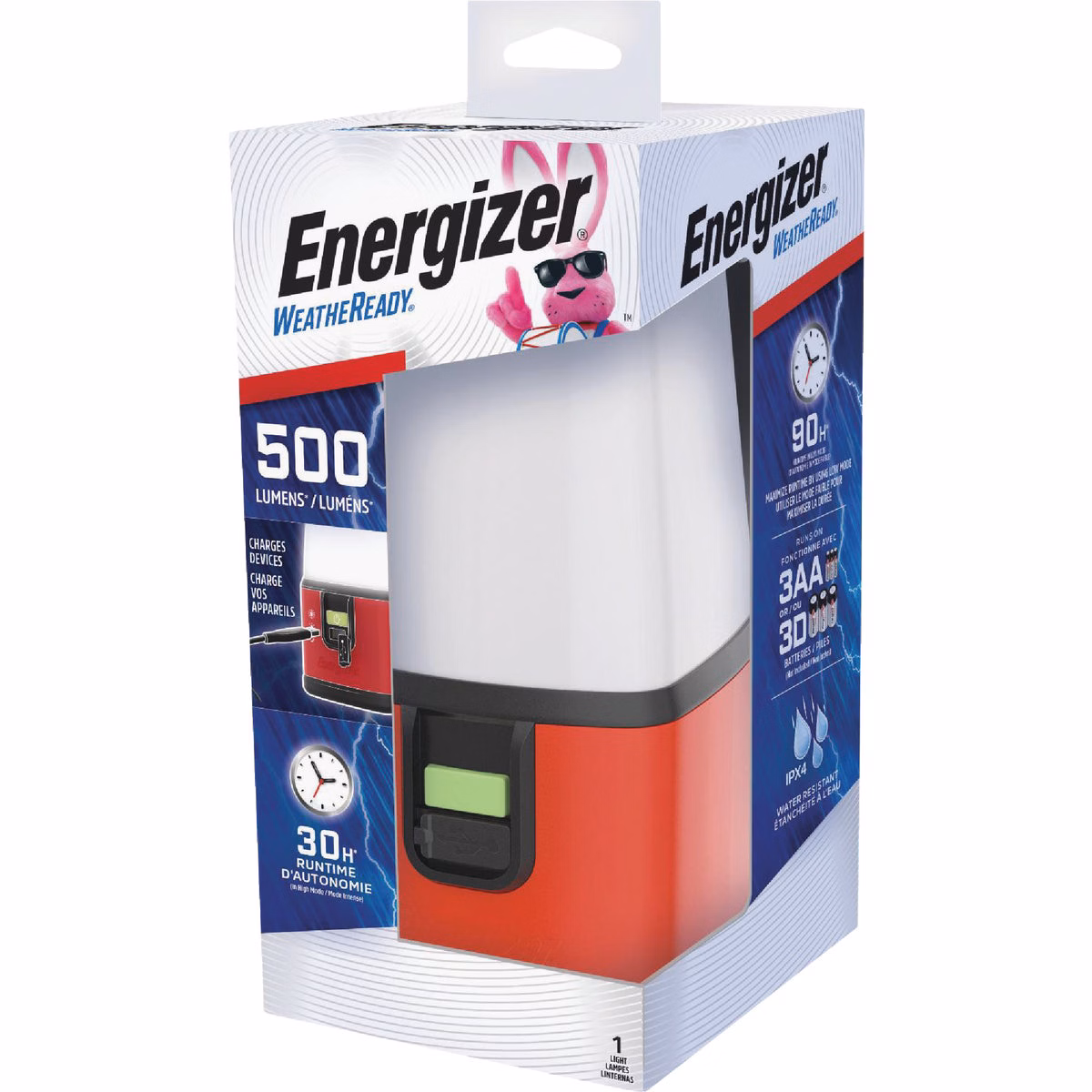 Energizer Weatheready 6 in. W. x 10 In. H. Red Plastic 360 Deg LED Lantern