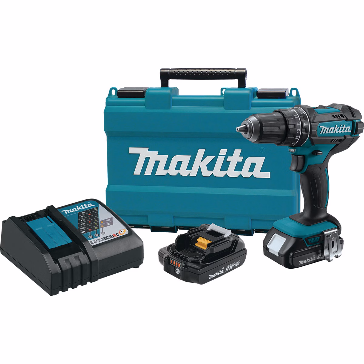 Makita 18V LXT Lithium-Ion 1/2 In. Compact Cordless Hammer Drill Kit