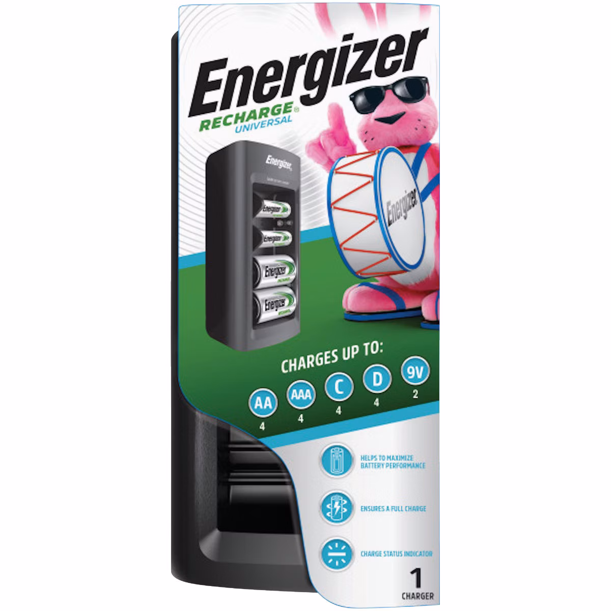 Energizer Universal Battery Charger for C, D, 9V, AA and AAA NiMH Batteries