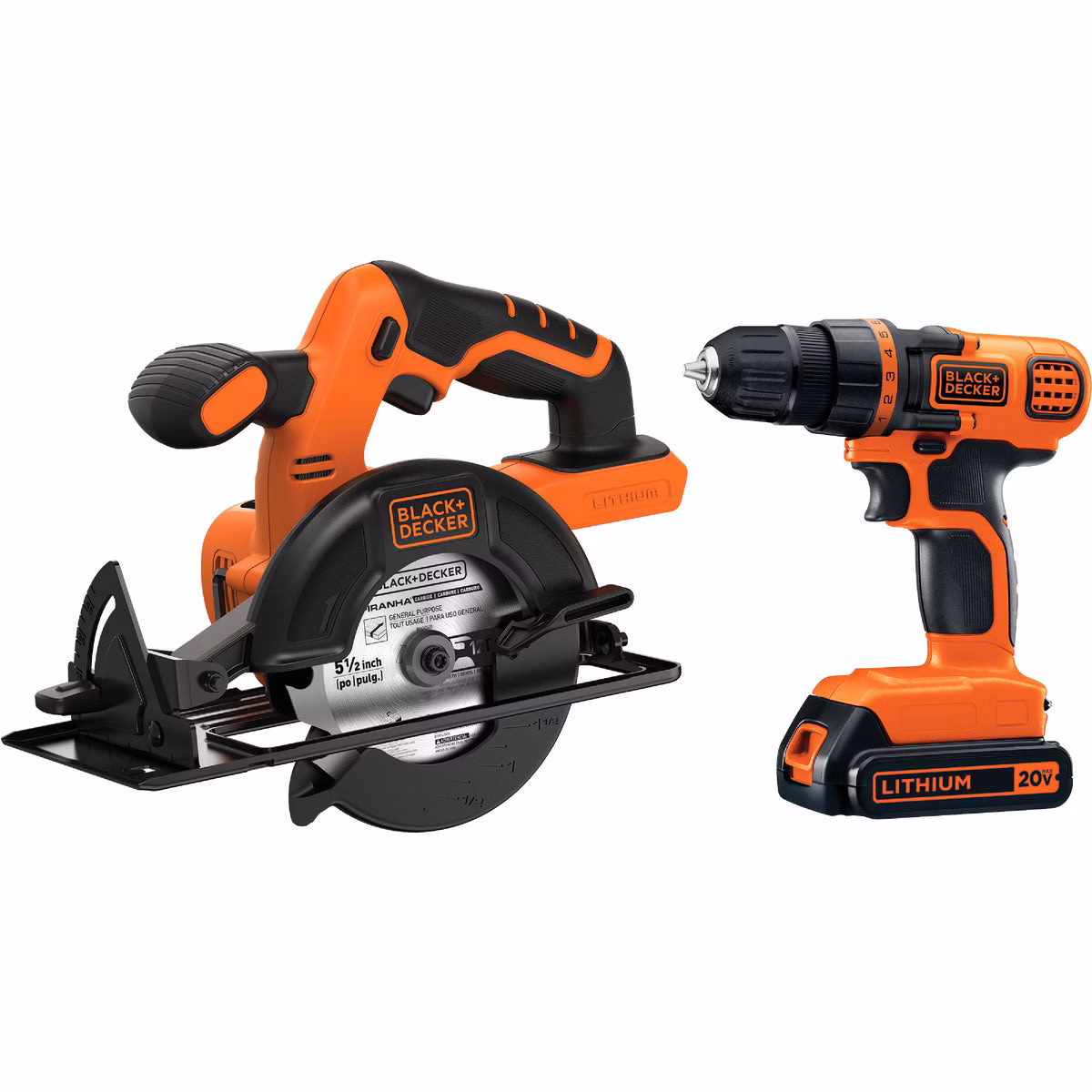 Black & Decker 2-Tool 20V MAX Lithium-Ion Circular Saw & Drill/Driver Cordless Tool Combo Kit