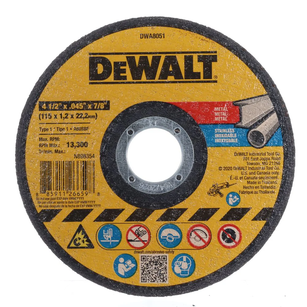 Dewalt 4-1/2 x .045 x 7/8 Metal Cutoff Wheel – DWA8051