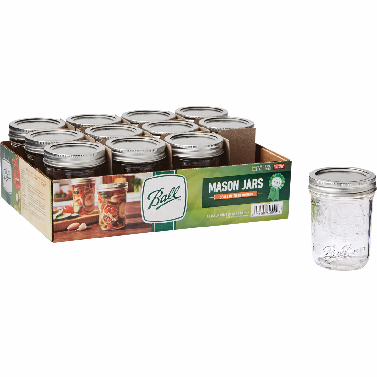 Ball 8 Oz. Regular Mason Jar (12-Count)